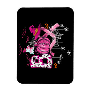 Boo Halloween Pumpkin Pink Ribbon Witch Breast Can Magneet