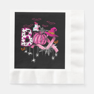 Boo Halloween Pumpkin Pink Ribbon Witch Breast Can Servet
