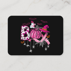 Boo Halloween Pumpkin Pink Ribbon Witch Breast Can Visitekaartje