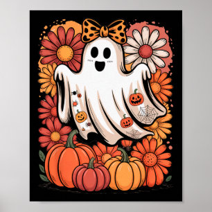 Boo Halloween Schattige Ghost Girly Coquette Bow H Poster