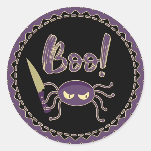 Boo. Halloween spinmes hand Ronde Sticker (Voorkant)