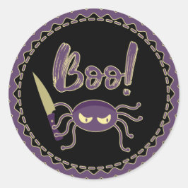 Boo. Halloween spinmes hand Ronde Sticker