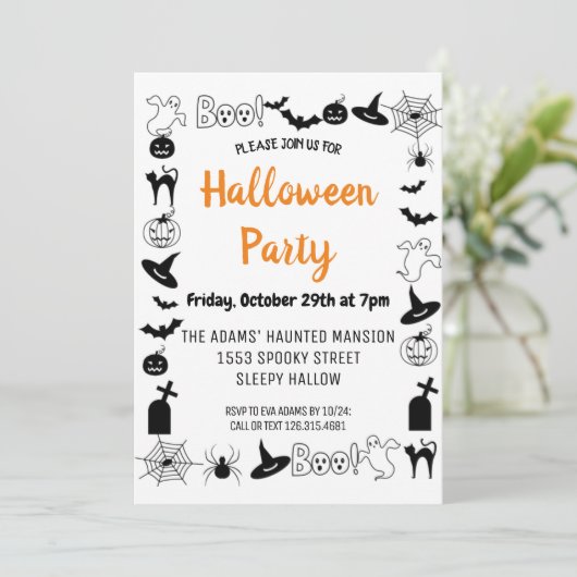 Boo Halloween Spooktacular Party Uitnodiging (Staand voorkant)