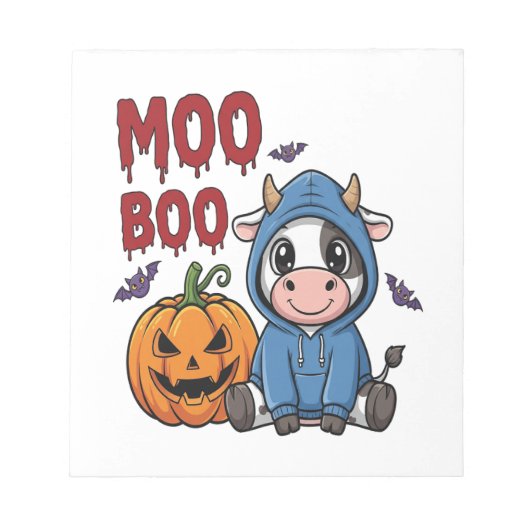 Boo Halloween Spooky Ghost Cow Notitieblok (Voorkant)