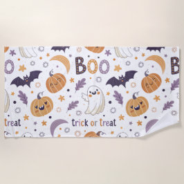 Boo Halloween-strandhanddoek – Mooie geest en pomp Strandlaken