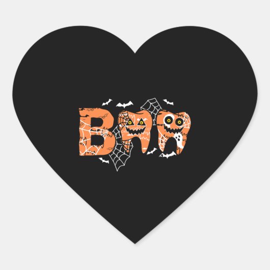 Boo Halloween Tand Tanden Hart Sticker (Voorkant)