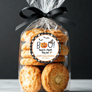 BOO Halloween Treat Pompoen rond Ronde Sticker