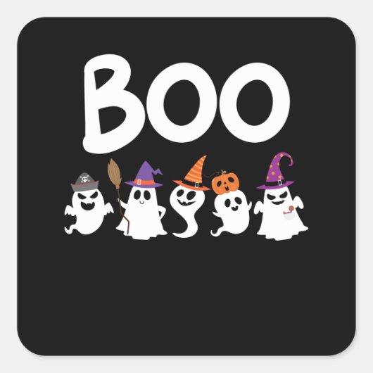 Boo Halloween Vierkante Sticker (Voorkant)