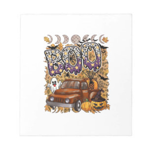 Boo Halloween Vintage Truck Geest Pompoenen Luipaa Notitieblok