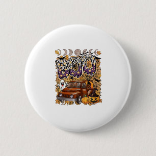 Boo Halloween Vintage Truck Geest Pompoenen Luipaa Ronde Button 5,7 Cm