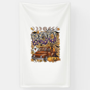 Boo Halloween Vintage Truck Geest Pompoenen Luipaa Spandoek