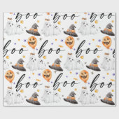 Boo Halloween Waterverf Cadeaupapier (Vlak)