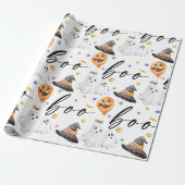 Boo Halloween Waterverf Cadeaupapier (Uitgerold)