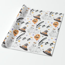 Boo Halloween Waterverf Cadeaupapier