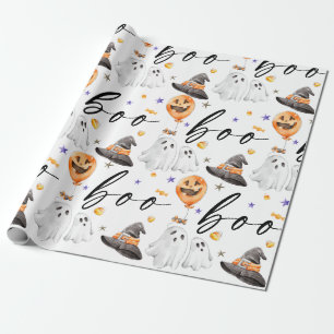 Boo Halloween Waterverf Cadeaupapier