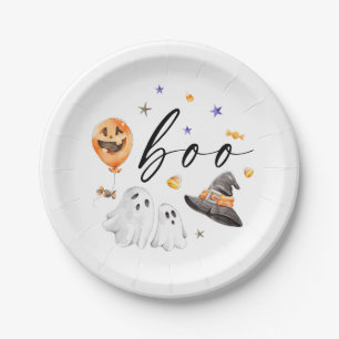 Boo Halloween Waterverf Party Papieren Bordje