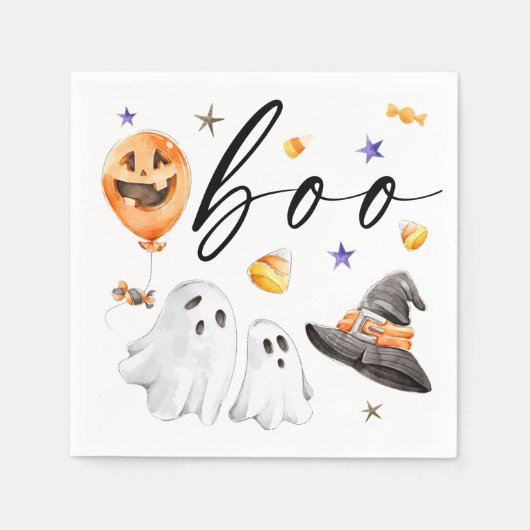 Boo Halloween Waterverf Party Servet (Voorkant)