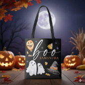 Boo Halloween Waterverf Trick or treat Black Tote Bag