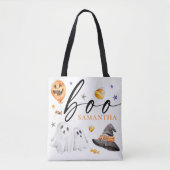 Boo Halloween Waterverf Trick or treat White Tote Bag (Voorkant)