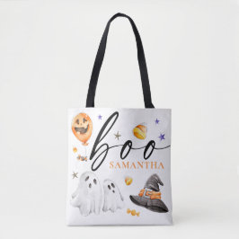 Boo Halloween Waterverf Trick or treat White Tote Bag