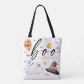 Boo Halloween Waterverf Trick or treat White Tote Bag (Achterkant)