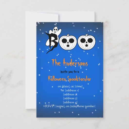 BOO! Halloween Witte Pompoenen Uitnodiging (Voorkant)