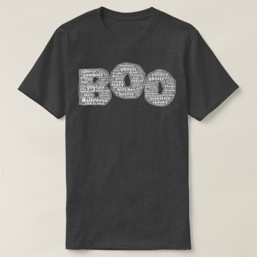 Boo - Halloween Wordcloud Text T-shirt (Design voorkant)