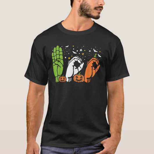 Boo Hands American Sign Language ASL Halloween Pri T-shirt (Voorkant)