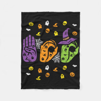 Boo Hands American Sign Language Pride Asl Brawe Fleece Deken