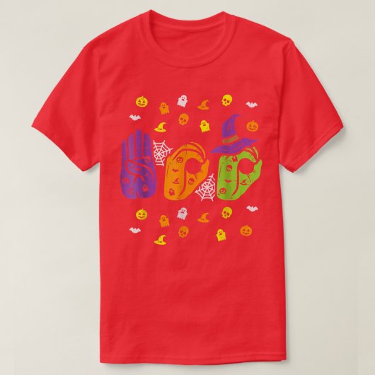 Boo Hands American Sign Language Pride ASL Hallowe T-shirt (Design voorkant)