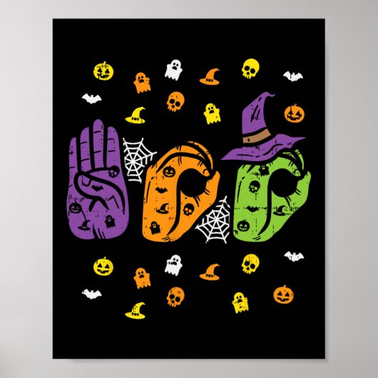 Boo Hands American Sign Language Pride ASL WOwe Poster (Voorkant)