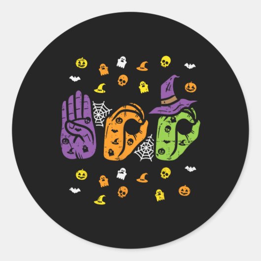 Boo Hands American Sign Language Pride ASL WOwe Ronde Sticker (Voorkant)