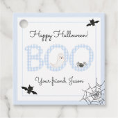 BOO Happy Halloween Blue Boy Spooky Bedankjes Labels (Voorkant)