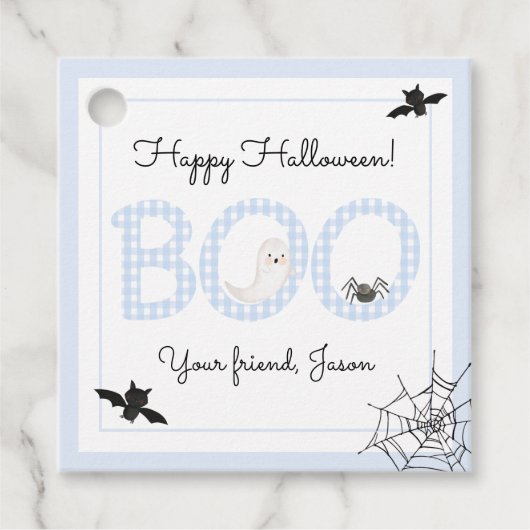 BOO Happy Halloween Blue Boy Spooky Bedankjes Labels (Voorkant)