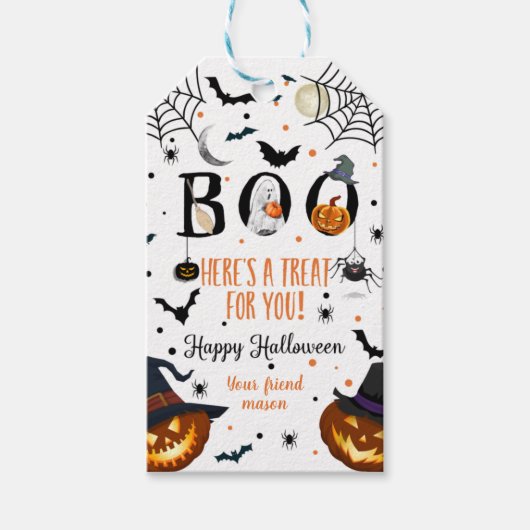 Boo. Happy Halloween Cadeaulabel (Voorkant)