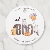 Boo Happy Halloween Cute Kind kattengeesten pompoe Bedankjes Labels (Achterkant)