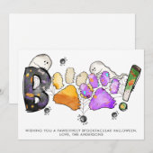 Boo Happy Halloween-geesten schilderen drukinkt Feestdagenkaart (Voorkant / Achterkant)