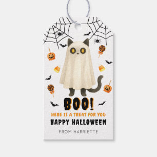 Boo Happy Halloween Ghost Cat Gift Labels Cadeaulabel