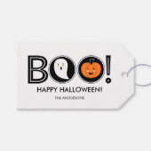 Boo. Happy Halloween Gift Label Cadeaulabel (Voorkant (Horizontaal))