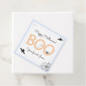 BOO Happy Halloween Gingham Oranje Blue Spooky Bedankjes Labels (In situ)