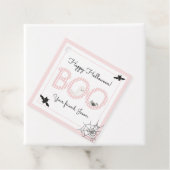 BOO Happy Halloween Gingham Pink Girl Spooky Bedankjes Labels (In situ)