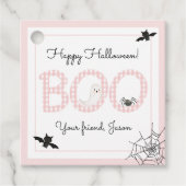 BOO Happy Halloween Gingham Pink Girl Spooky Bedankjes Labels (Voorkant)