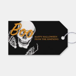 Boo Happy Halloween Grappig Schedel feest Cadeaulabel