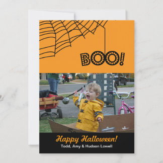 BOO! Happy Halloween Holiday-fotokaart Feestdagenkaart