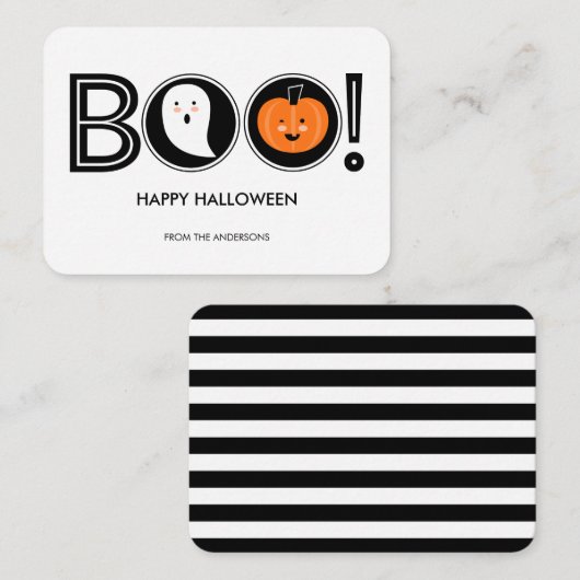 Boo. Happy Halloween Mini Kaart (Voorkant / Achterkant)