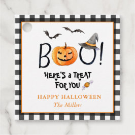BOO Happy Halloween Pumpkin Square Favor tags Bedankjes Labels