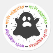 Boo!! Happy Halloween!! Ronde Sticker (Voorkant)
