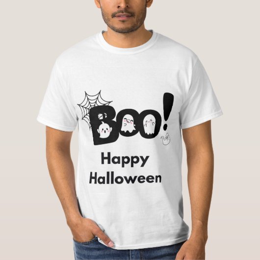 Boo Happy Halloween spook Net mannen T-shirt (Voorkant)