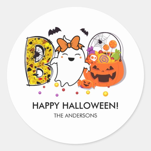 Boo. Happy Halloween Sticker (Voorkant)