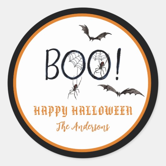 BOO Happy Halloween Treat Ronde Sticker (Voorkant)